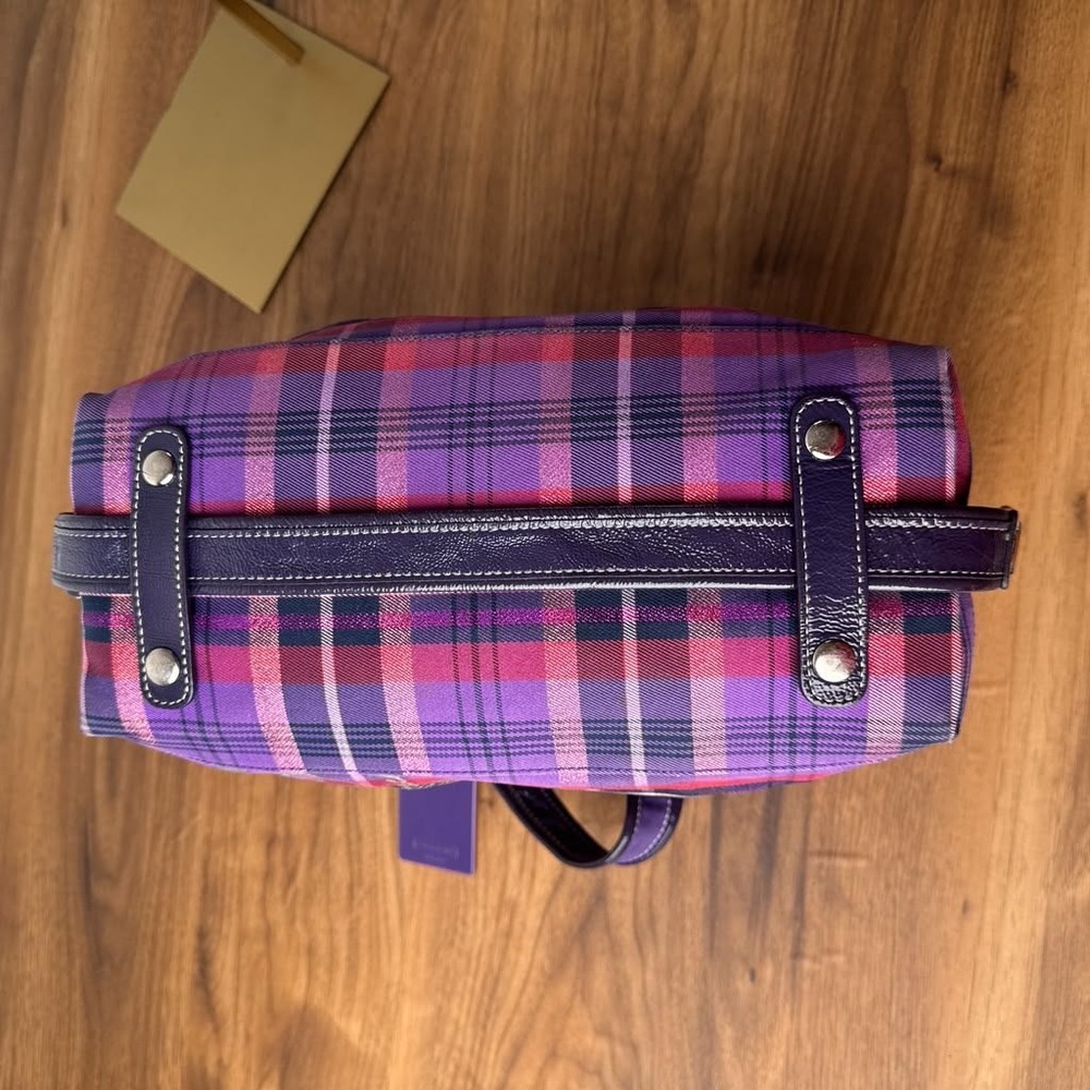Coach Poppy Purple Tartan Plaid Satchel Limited Edition Hang Tags 15884 - Picture 15 of 16